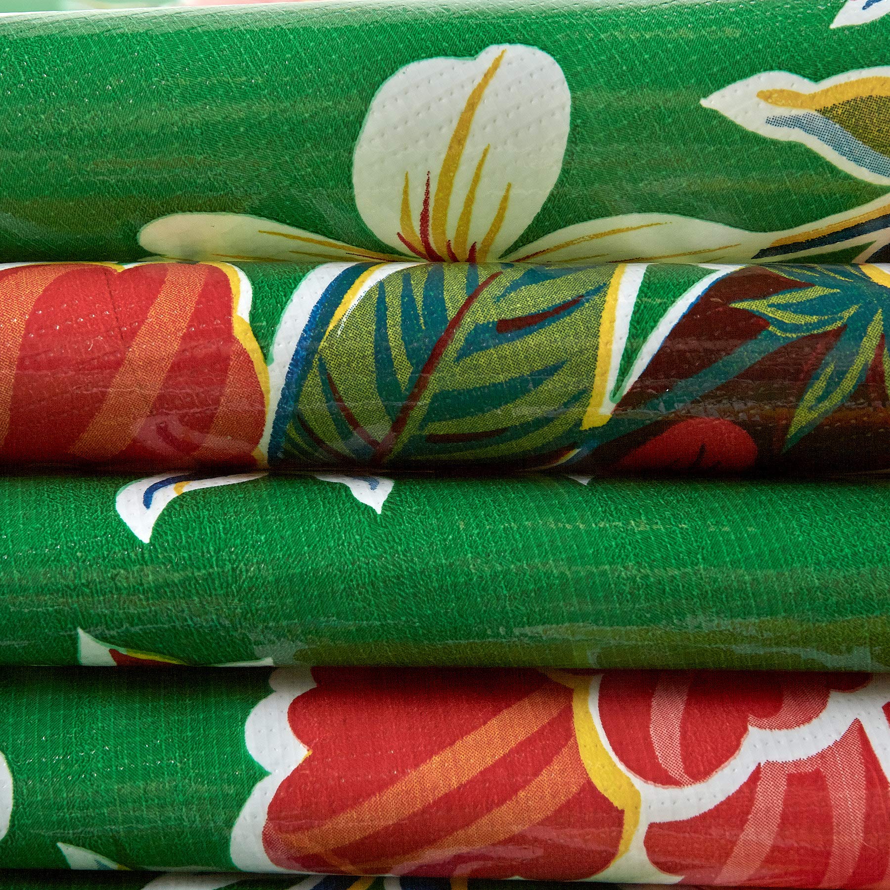 Oil Cloth International Oilcloth Hibiscus Green Fabric By The Yard