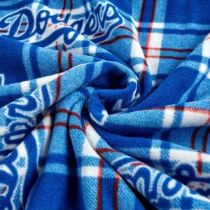 MLB Fleece Los Angeles Dodgers Plaid Blue, Fabric by the Yard