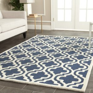 SAFAVIEH Cambridge Collection 2' x 3' Navy/Ivory CAM132G Handmade Moroccan Premium Wool Accent Rug