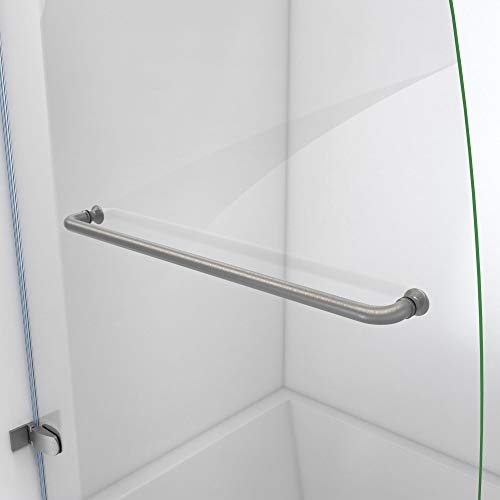 DreamLine Aqua Uno 56-60 in. W x 58 in. H Frameless Hinged Tub Door with Extender Panel in Brushed Nickel, SHDR-3534586-EX-04