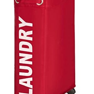 Red Laundry Basket Corno - thin Laundry Hamper with wheels - small space laundry bin - narrow hamper, laundry collector, laundry basket with wheels