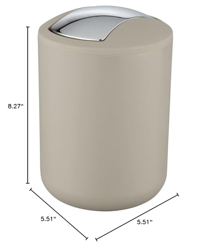 WENKO 21221100 Swing Cover bin Brasil, S, Taupe, 1 Pack, 14 x 14 x 21 cm