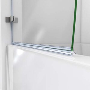 DreamLine Aqua Uno 56-60 in. W x 58 in. H Frameless Hinged Tub Door with Extender Panel in Brushed Nickel, SHDR-3534586-EX-04