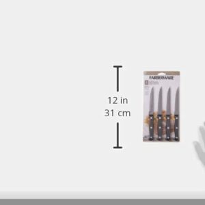 Farberware Stamped Triple Rivet High Carbon Stainless Steel Steak Knife Set, 4-Piece, Black