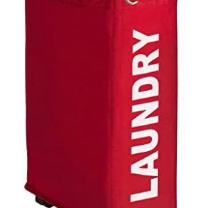 Red Laundry Basket Corno - thin Laundry Hamper with wheels - small space laundry bin - narrow hamper, laundry collector, laundry basket with wheels