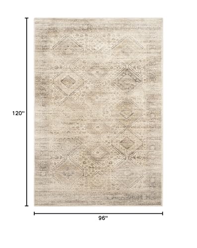 SAFAVIEH Vintage Collection Area Rug - 8' x 10', Stone, Oriental Distressed Viscose Design, Ideal for High Traffic Areas in Living Room, Bedroom (VTG118-3440)