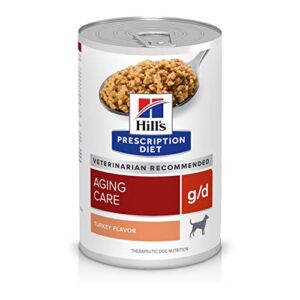 hill's prescription diet g/d aging care turkey flavor wet dog food, veterinary diet, 13 oz. cans, 12-pack