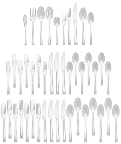 Mikasa Rockford 45-Piece 18/10 Stainless Steel Flatware Set with Serving Utensil Set, Service for 8