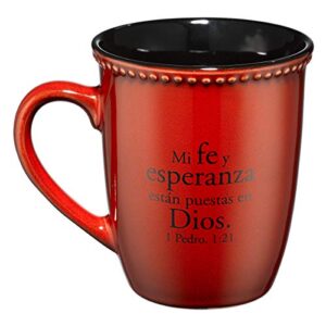 Christian Art Gifts Taza de Gres para Café y Té 14 oz Inspirational las Sagrada Escritura Taza para Hombre y Mujer: Fe - 1 Pedro 1:21 Microondas y Lavavajillas Novedad Vajilla, Rojo Paprika