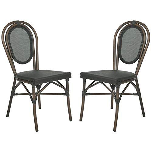 Safavieh Outdoor Living Collection Ebsen Wicker Side Chairs, Black, Set of 2