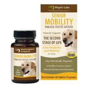 wapiti labs 60 count senior dog mobility with elk velvet antler tablets