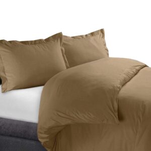 royal hotel's solid duvet covers cotton 300-thread-count 3pc duvet-cover set, 100% cotton soft and cool solid plain duvet set, king/cal-king size, taupe-brown