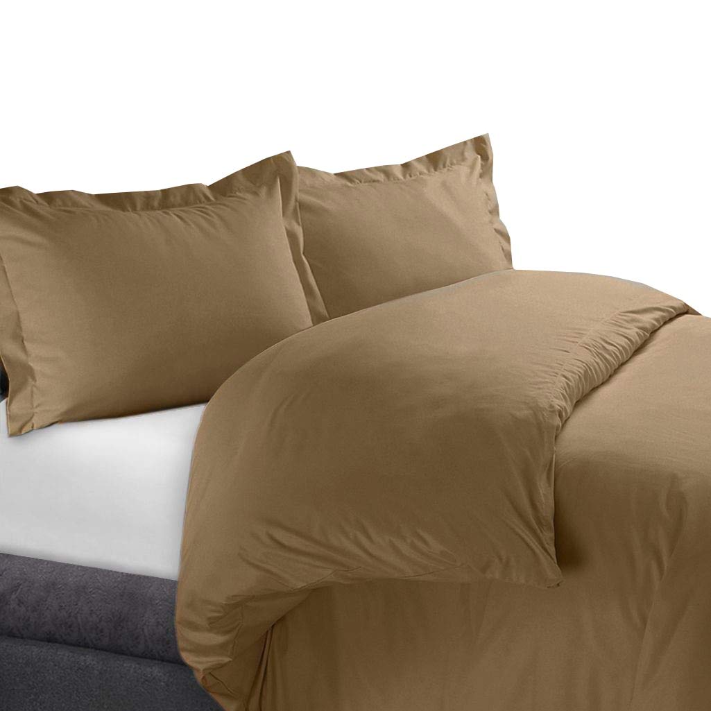 Royal Hotel's Solid Duvet Covers Cotton 300-Thread-Count 3pc Duvet-Cover Set, 100% Cotton Soft and Cool Solid Plain Duvet Set, King/Cal-King Size, Taupe-Brown