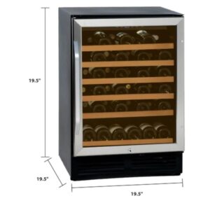 Avanti WCR506SS WCR506 Wine Cooler, 50 Bottle Capacity, in Stainless Steel with Wood Accent Shelving, Black