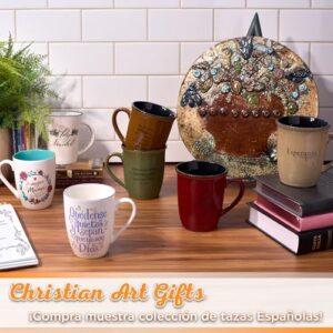 Christian Art Gifts Taza de Gres para Café y Té 14 oz Inspirational las Sagrada Escritura Taza para Hombre y Mujer: Fe - 1 Pedro 1:21 Microondas y Lavavajillas Novedad Vajilla, Rojo Paprika