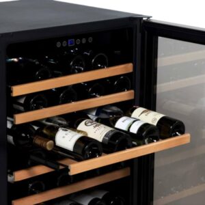 Avanti WCR506SS WCR506 Wine Cooler, 50 Bottle Capacity, in Stainless Steel with Wood Accent Shelving, Black