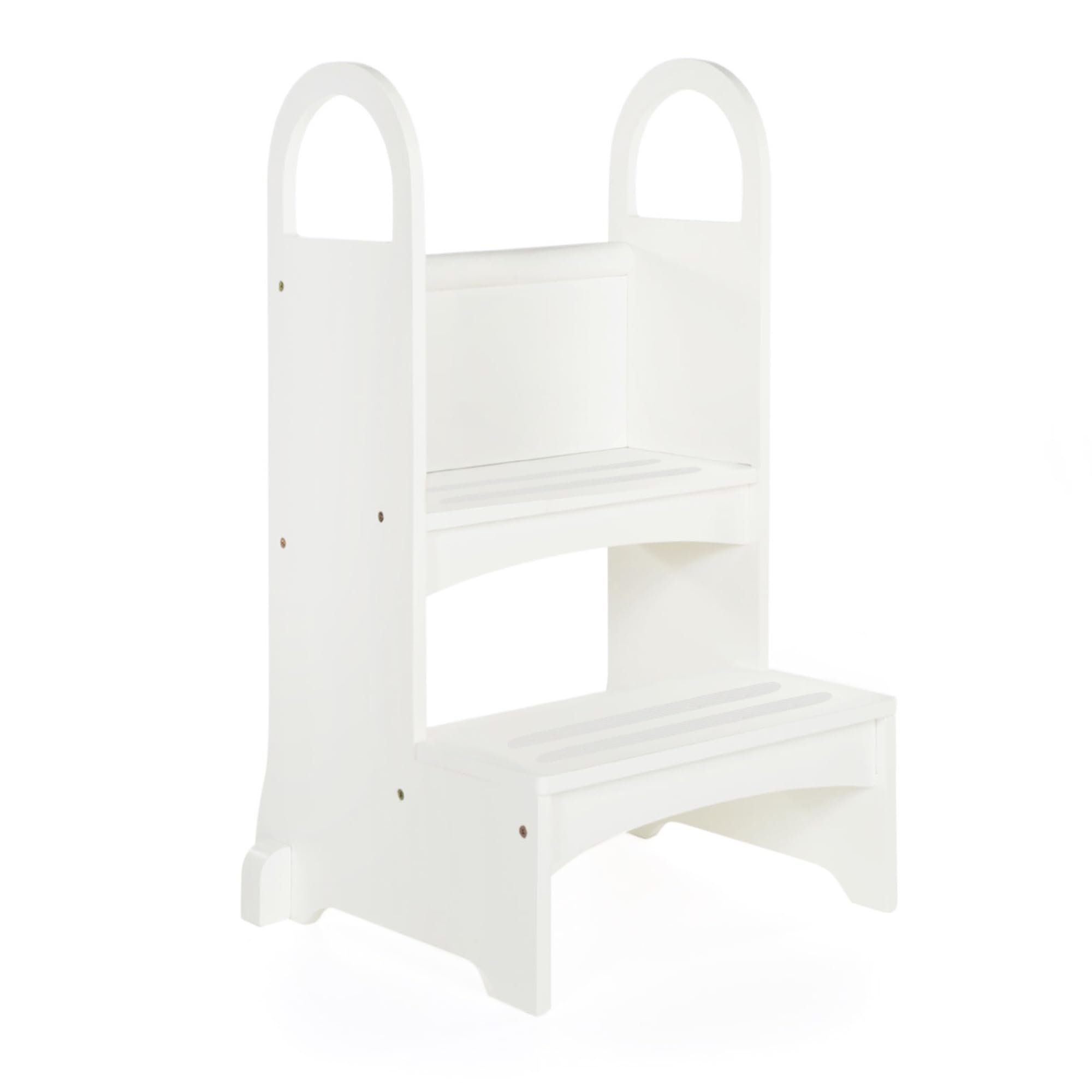 Guidecraft High-Rise Step-Up - White: Two Step Stool with Handles and Safety Non-Slip Treads and Anti-Tip Feet for Kids and Adults- Quality Learning Furniture