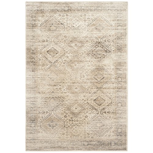 SAFAVIEH Vintage Collection Area Rug - 8' x 10', Stone, Oriental Distressed Viscose Design, Ideal for High Traffic Areas in Living Room, Bedroom (VTG118-3440)