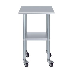 18" X 24" AmGood Stainless Steel Work Table with Wheels | Metal Mobile Table | Food Prep