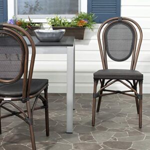 Safavieh Outdoor Living Collection Ebsen Wicker Side Chairs, Black, Set of 2