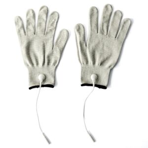 Pair of Conductive Fiber Electrode Gloves With Conductive Massage Socks With Adapter Electrode Lead Wires for TENS/EMS Machine