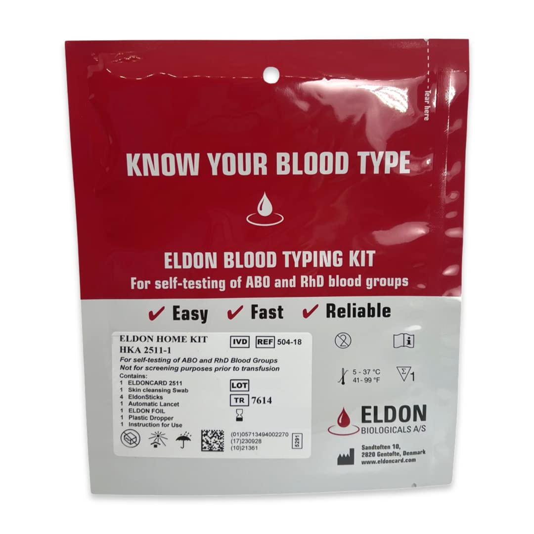 Eldoncard Blood Typing Kit, 3 Test Pack, Know Your Blood Type, Accurate Instant Home Testing, Determine A, O, B, Rhs-D Negative & Positive Groups