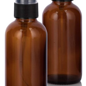 JUVITUS Amber Glass Boston Round Black Treatment Pump Bottle - 2 oz (2 Pack)