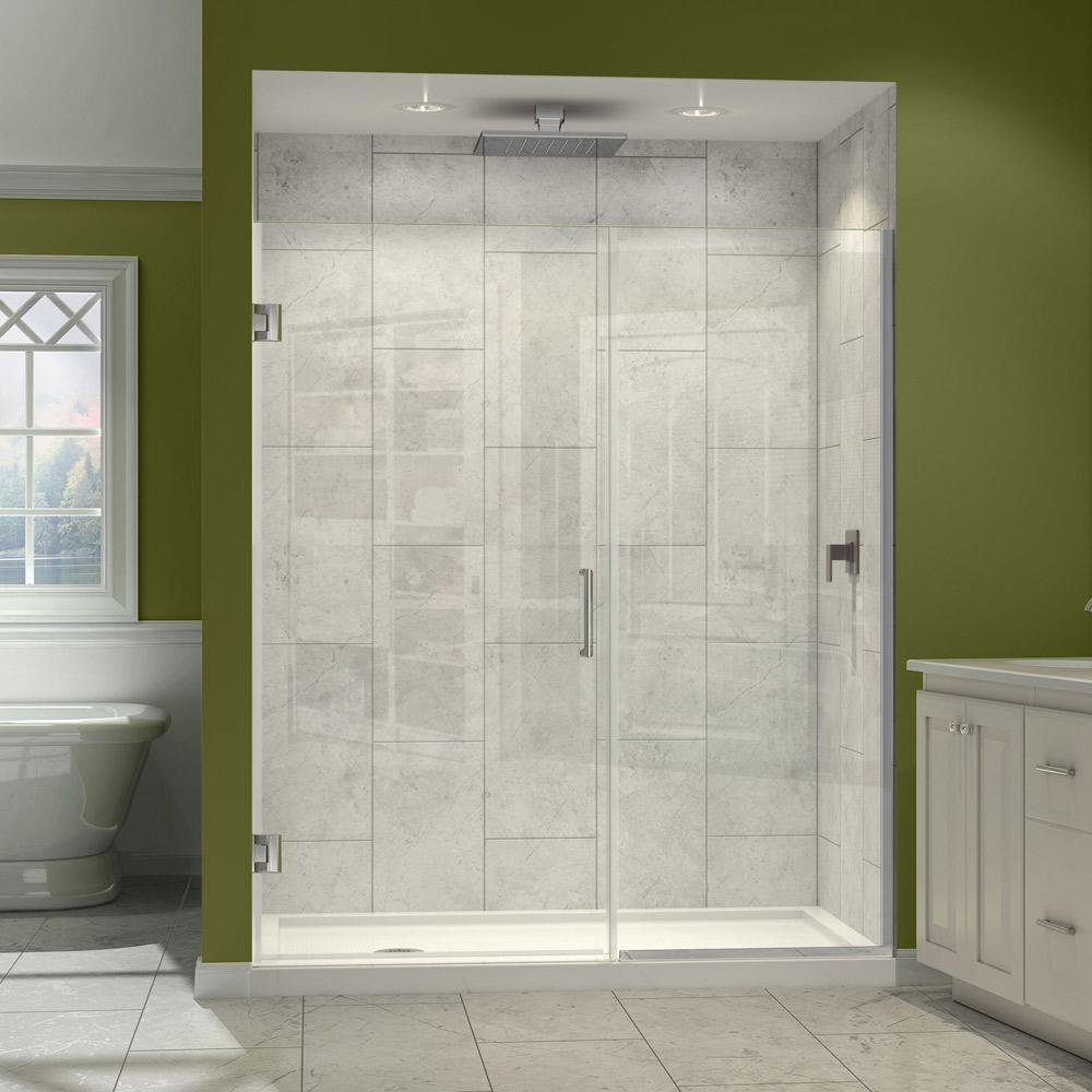 DreamLine Unidoor Plus 59 1/2 - 60 in. W x 72 in. H Frameless Hinged Shower Door in Chrome, SHDR-245957210-01