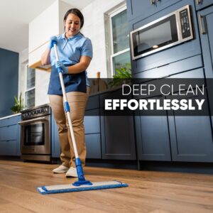 Microfiber Wholesale 24" Microfiber Mop System - Clean & Dust Hardwood, Laminate, & Tile Floors, Reusable Mop Heads, Adjustable Handle, Washable Micro Fiber Wet & Dry Pads, Industrial & Commercial