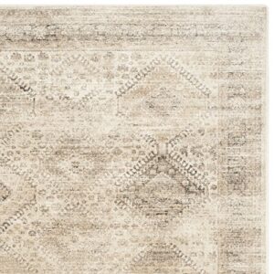 SAFAVIEH Vintage Collection Area Rug - 8' x 10', Stone, Oriental Distressed Viscose Design, Ideal for High Traffic Areas in Living Room, Bedroom (VTG118-3440)