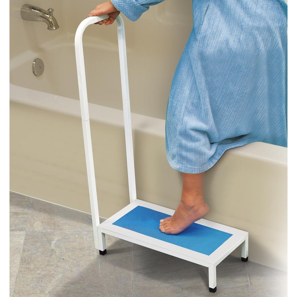 Jobar International Bath Step with Handle, White/Blue