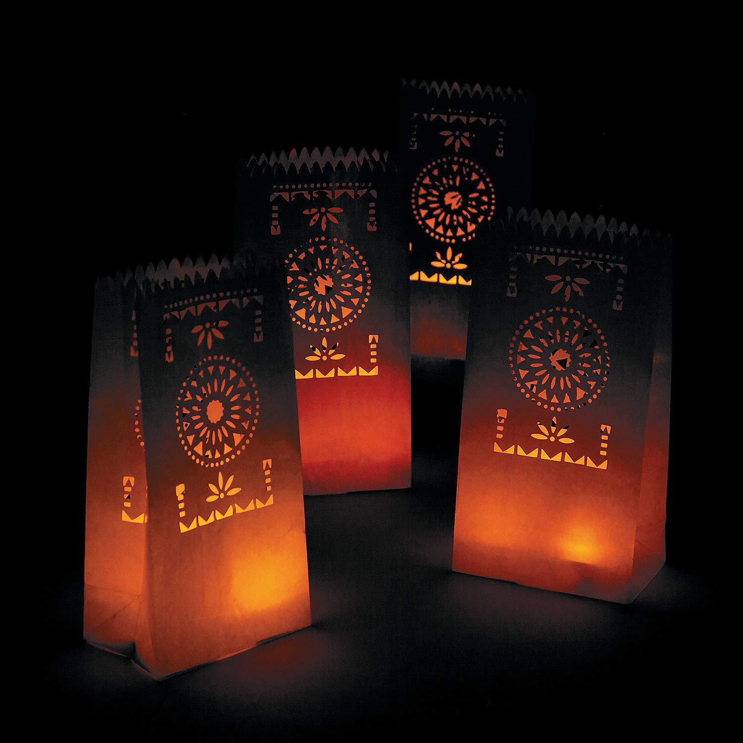 Fun Express Paper Fiesta Luminary Bags-1 Dozen Bags, Day of The Dead, Cinco Party Supplies