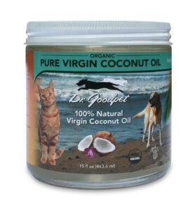 dr. goodpet organic pure virgin coconut oil - healthy essential fats for dogs & cats - delicious flavor pets love!