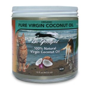 Dr. Goodpet Organic Pure Virgin Coconut Oil - Healthy Essential Fats for Dogs & Cats - Delicious Flavor Pets Love!