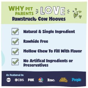 Pawstruck Natural Cow Hooves for Dogs - Made in The USA Long Lasting Beef Hoof Dental Treat Chews - No Artificial Preservatives - 25 Count - Packaging May Vary