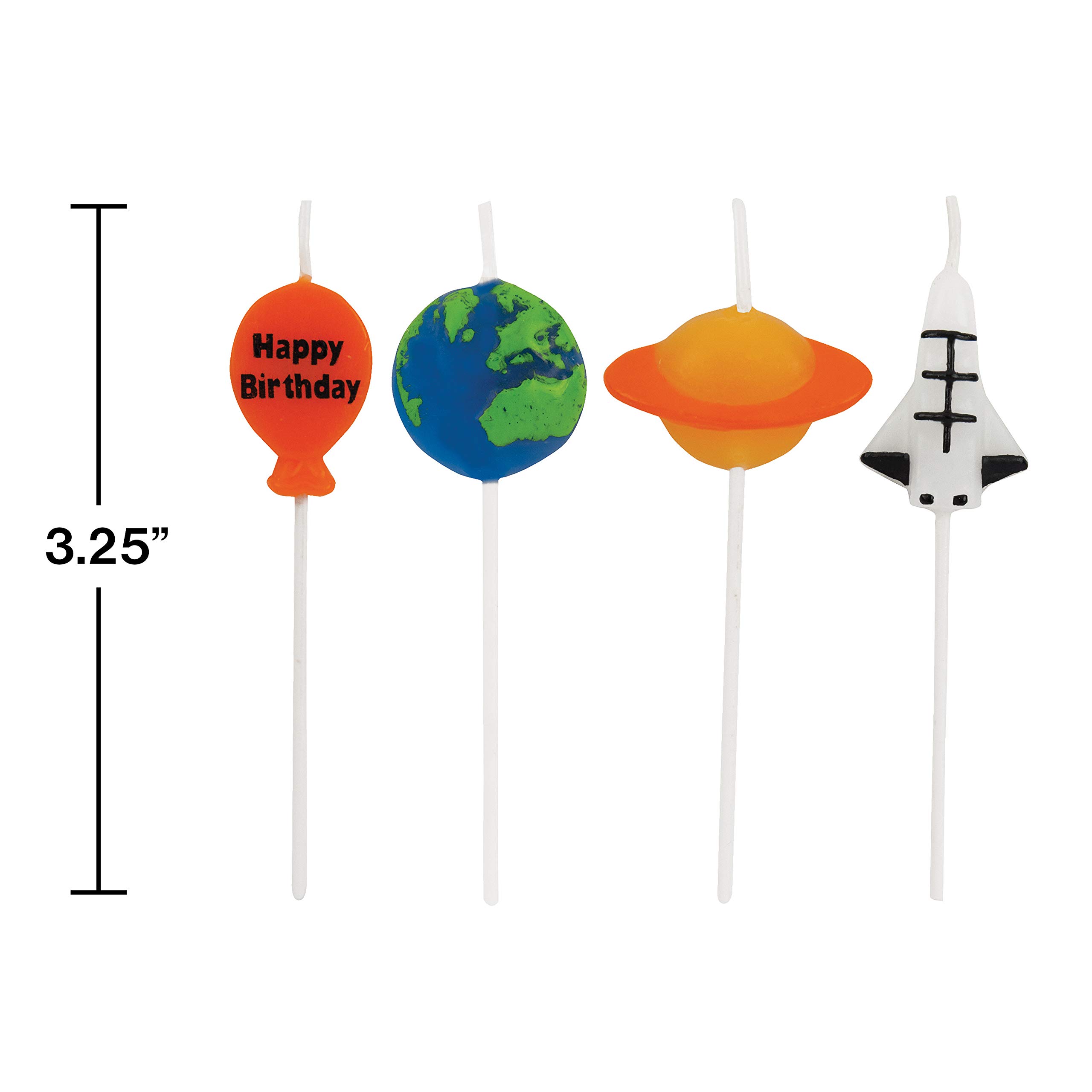 Creative Converting Space Birthday Pick Candles Blue/Green/Orange/Multicolor, 3"