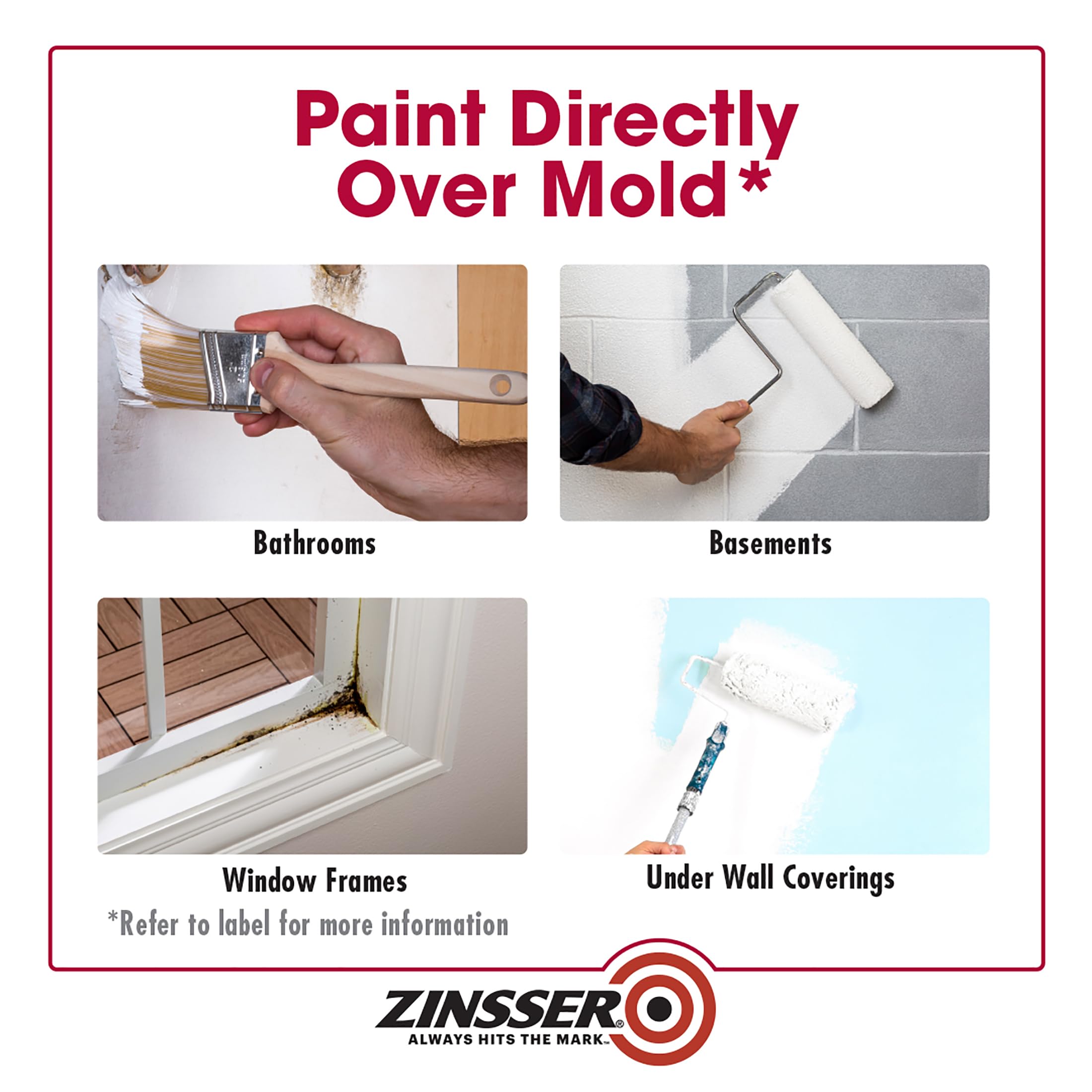 Rust-Oleum Zinsser 276087 Mold Killing Primer, Quart, White