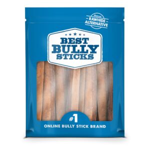 best bully sticks 6 inch jumbo bully sticks for large dogs - 100% natural, grass-fed beef - single ingredient grain and rawhide free bully stick dog chews | 25 pack