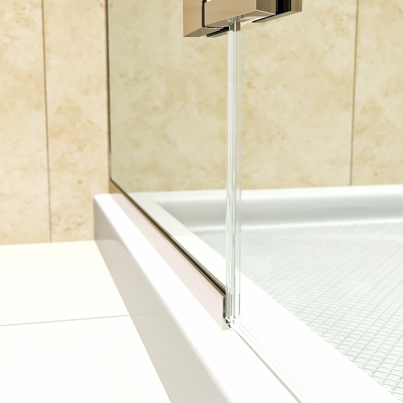 DreamLine Unidoor Plus 45 1/2 - 46 in. W x 72 in. H Frameless Hinged Shower Door in Chrome, SHDR-244557210-01