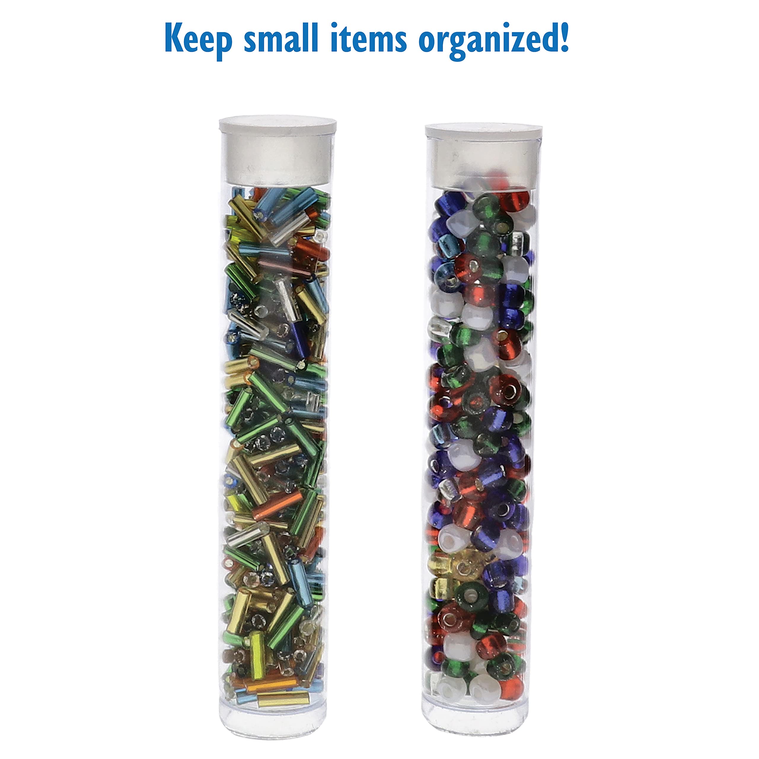 The Beadsmith Clear Plastic Tubes - 3-Inch-Long Round Tubes, 9/16 Inches in Diameter - Flat Caps - Use for Beads, Bath Salts, Wedding & Party Favors, Home or Office Storage - Bag of 25