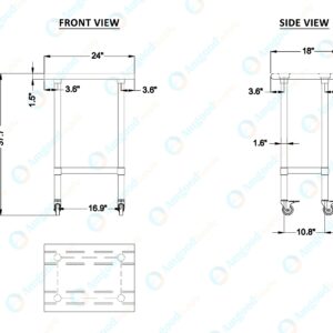 18" X 24" AmGood Stainless Steel Work Table with Wheels | Metal Mobile Table | Food Prep
