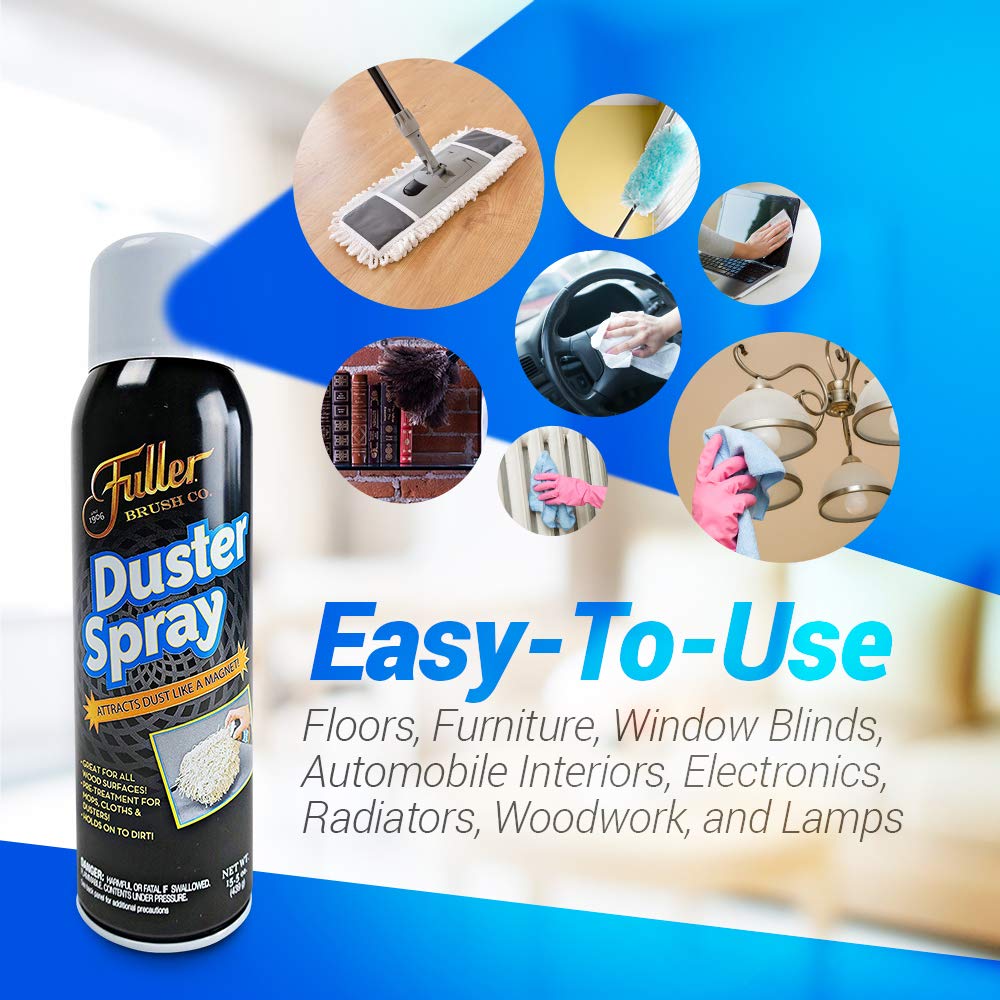 Fuller Brush Duster Spray – 15.5 oz Multi Surface Dust Removing Sprayer - Safe Household Cleaning For Floors, Furniture, Blinds & Car Interiors