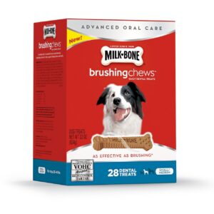 milk-bone brushing chews daily dental treats - small/medium value pack, 22 ounce - 28 bones