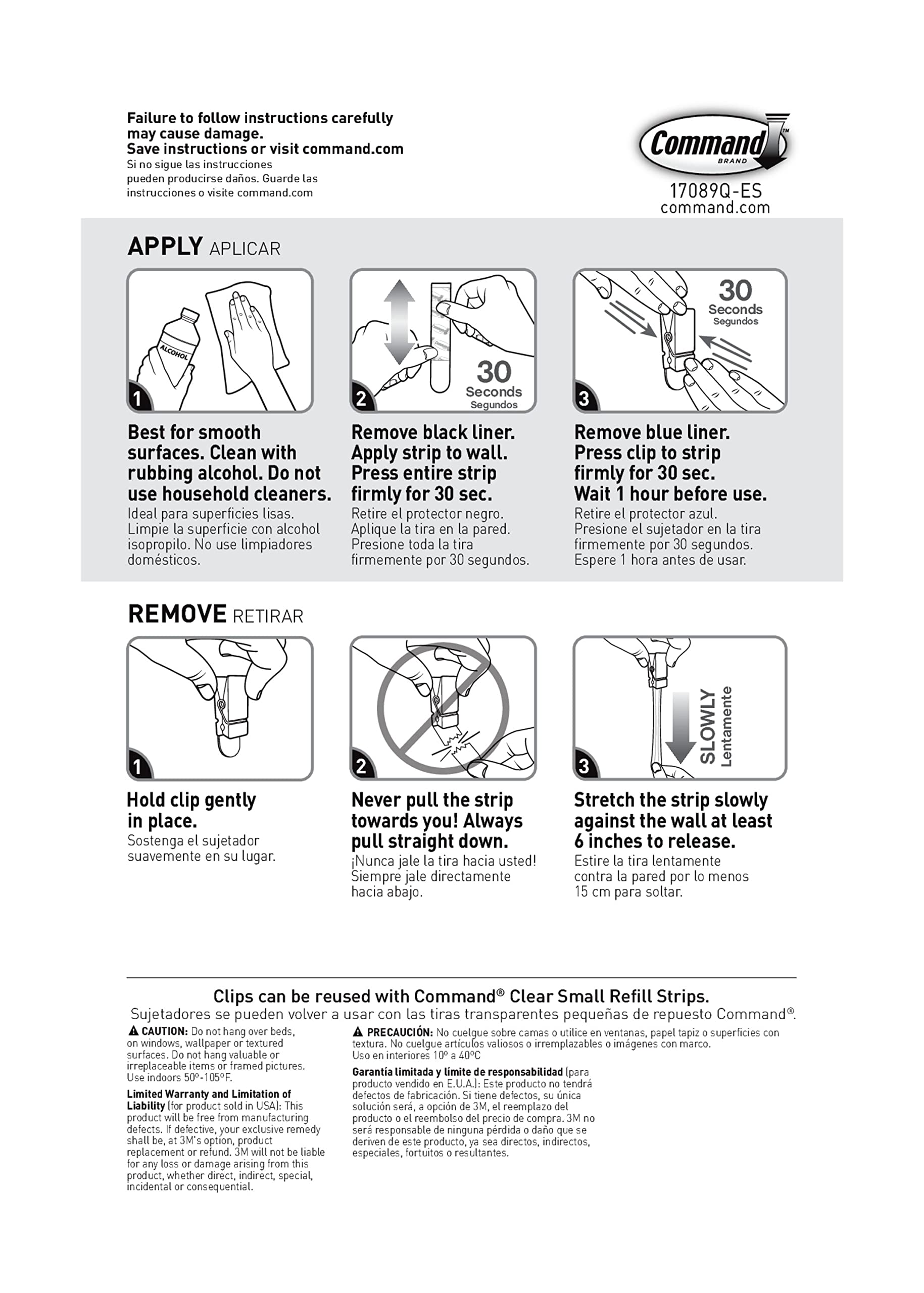 Command Spring Clips, Quartz, 8-Clips (17089Q-8ES), Great for dorm decor