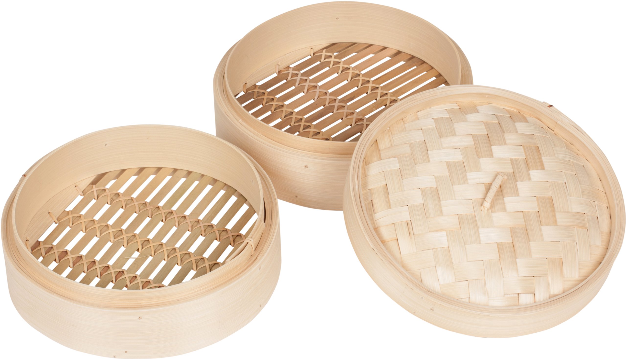 Trademark Innovations Bamboo Steamer - 3 Piece - 10 Inch Diameter