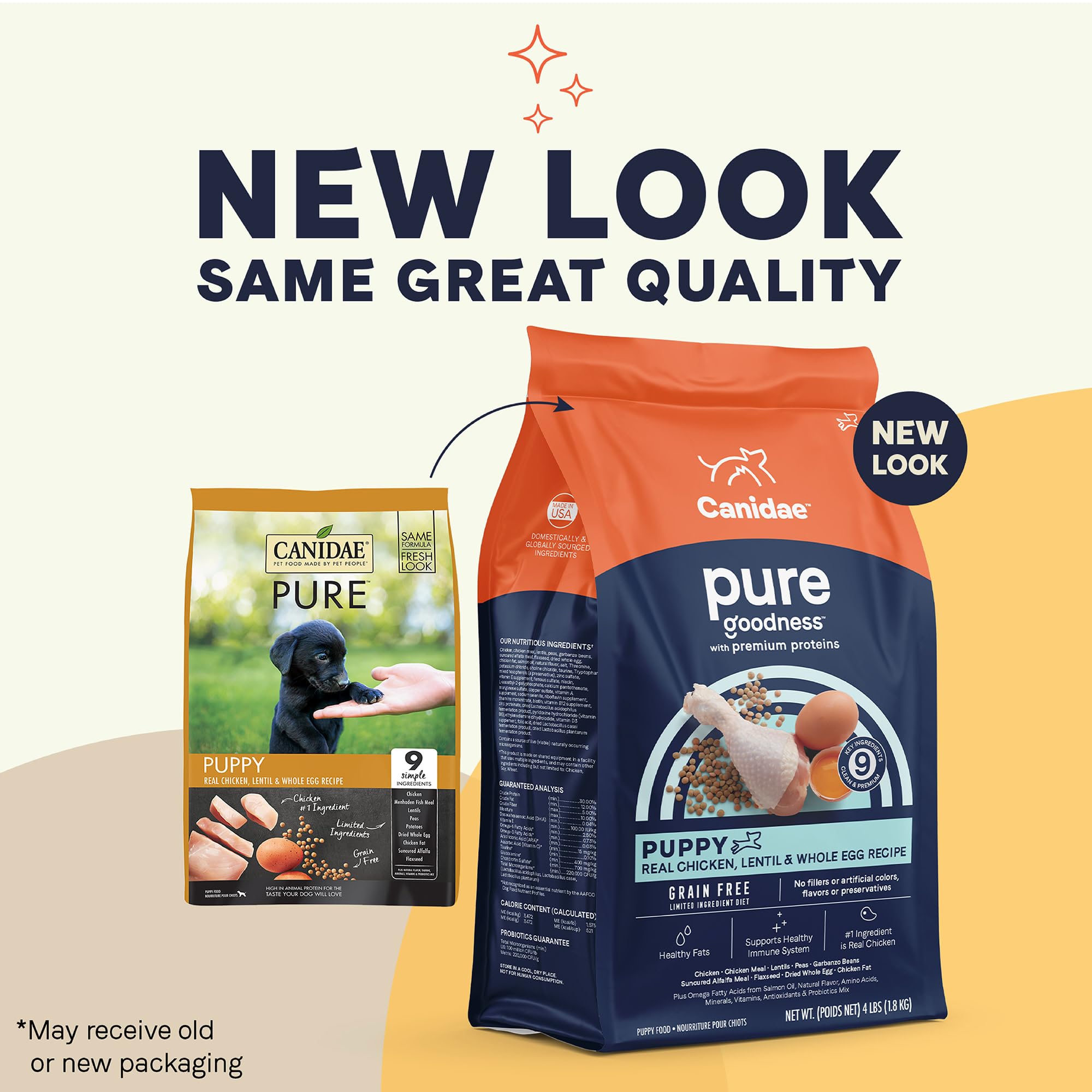 Canidae Pure Grain Free Dry Puppy Food, Real Chicken, Lentil & Whole Egg, 4 lbs.