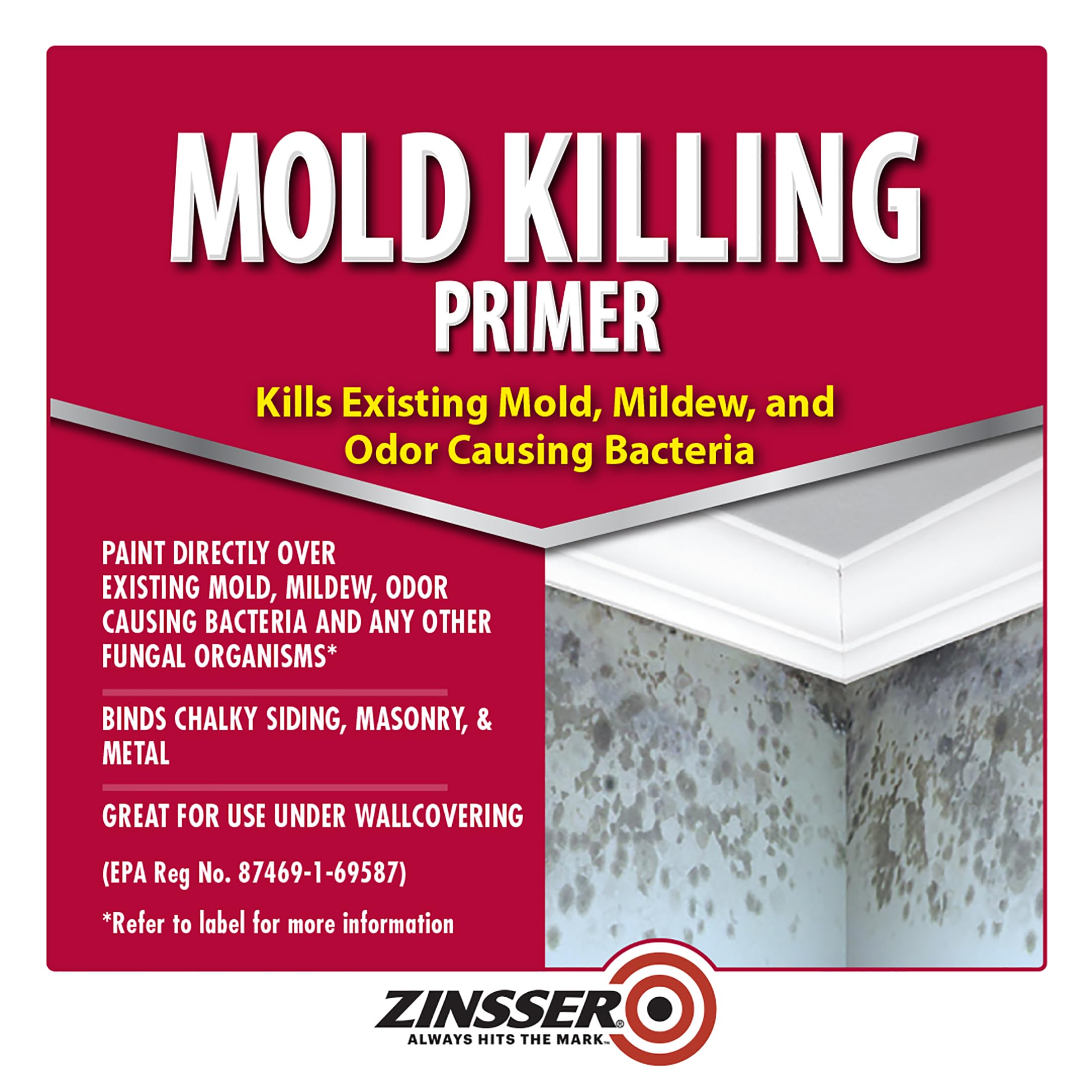 Rust-Oleum Zinsser 276087 Mold Killing Primer, Quart, White