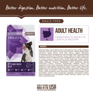 Holistic Select Natural Grain Free Dry Dog Food, Deboned Turkey & Lentils Recipe, 4-Pound Bag