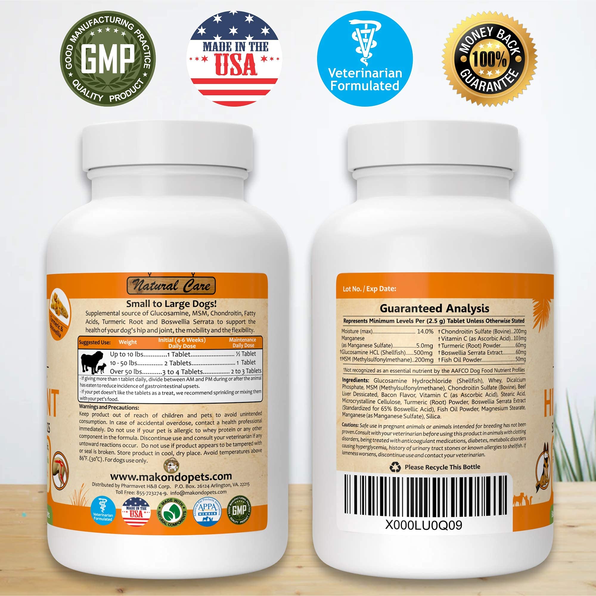 Dog Hip and Joint Supplement with Glucosamine Turmeric for Dogs, Chondroitin, MSM, Boswellia. Tablets for Mobility, Agility, Limping, Pain & Inflammation Relief for Senior Dogs