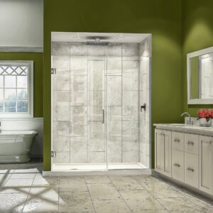 DreamLine Unidoor Plus 45 1/2 - 46 in. W x 72 in. H Frameless Hinged Shower Door in Chrome, SHDR-244557210-01